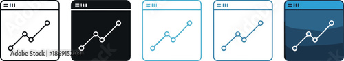 Analytics dashboard chart icons set illustrating data growth trends, performance metrics, business reporting, statistical analysis, and modern web application interface concepts