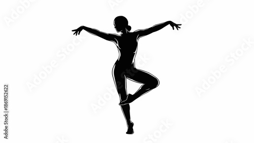 Silhouette of a graceful female dancer in a dynamic pose.