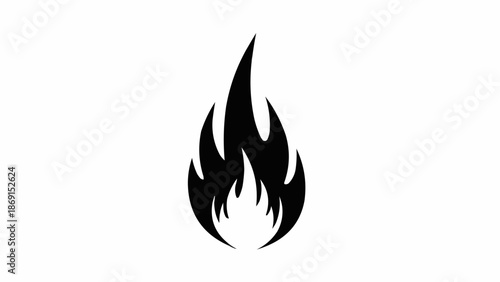 Black silhouette of a flame on a white background.