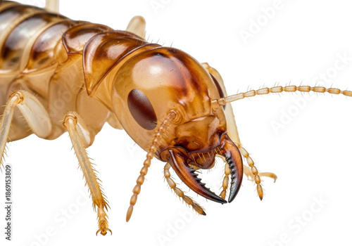 Closeup of a termite soldier isolated on transparent background