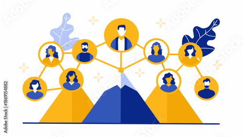 Professional business network connections and teamwork concept