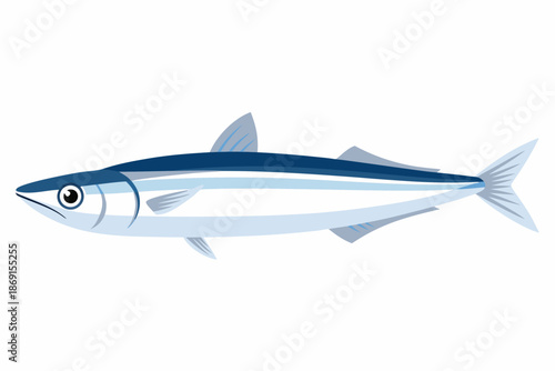 A simple isolated illustration of a blue and silver sardine fish