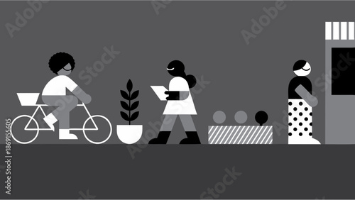 Modern Lifestyle People Vector Illustration - Minimalist Flat Character Design for Daily Activities and Social Life Concept, 2026 Trendy Style