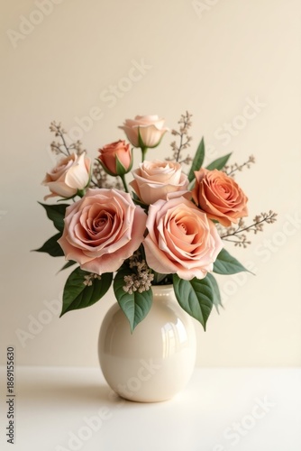 Elegant Modern Rose Arrangement in Minimalist Ceramic Vase for Valentine’s Day