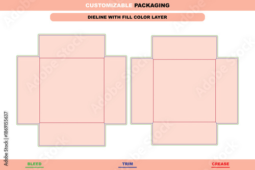 Custom rigid gift box dieline with elegant folding precision developed for premium items presentation and professional packaging layout execution