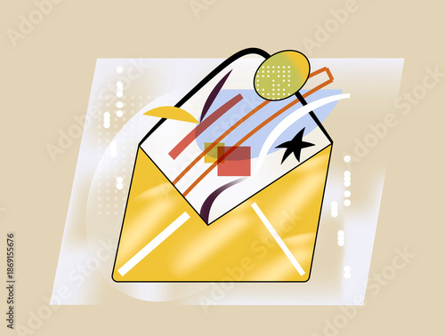 Abstract envelope icon symbolizing email, message and communication