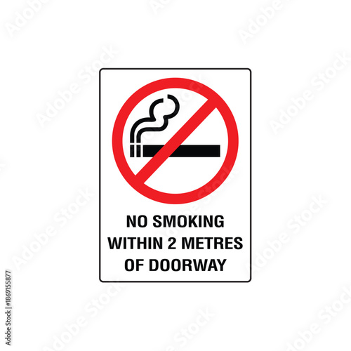 No Smoking Within 7 Metres Of Doorway Sign Vector Design Warning Sticker
