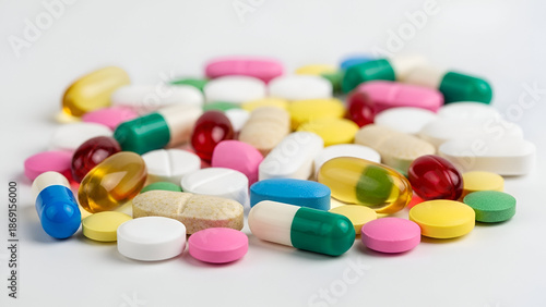 pills on white background