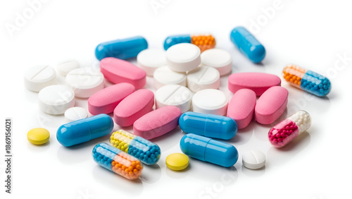 pills on white background