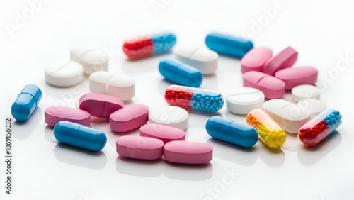 pills on white background