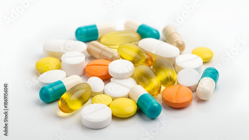 pills on white background
