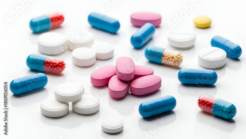 pills on white background