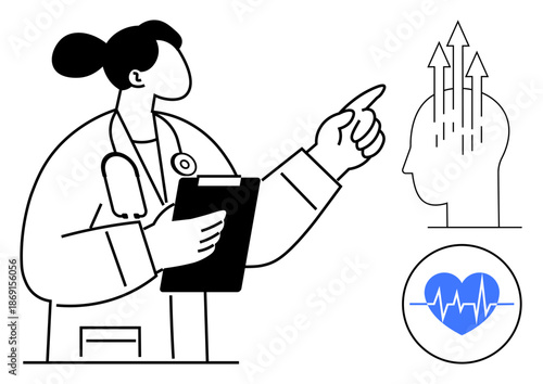 Mental health concept. Mental health professional explaining growth and emotional wellness. Mental health support includes human well-being and diagnostics. For healthcare, therapy, education