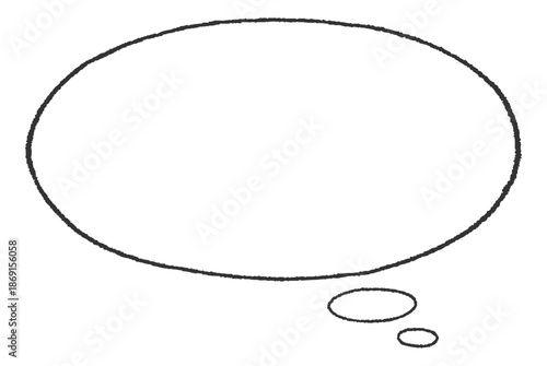 手書き風の楕円形の吹き出し（横長・内側が白背景）