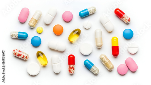 pills on white background