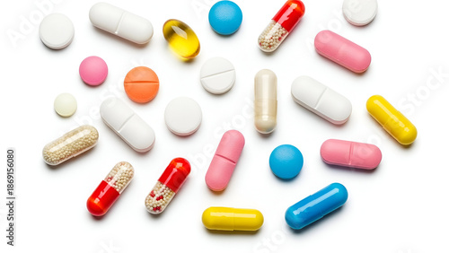 pills on white background