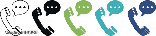 Phone call and communication icons set illustrating customer support, telephone conversation, contact service, help desk interaction, and modern business communication concepts