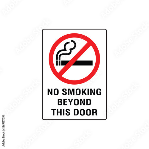 No Smoking Beyond This Door Sign Vector Design Prohibition Warning Sticker
