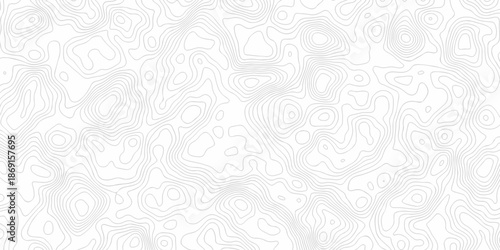 Minimal white topography seamless area vector topo paper lines. Topographic contour lines grid map pattern design. Geographic mountain relief texture background.