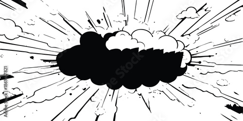 Abstract grunge vector design featuring black ink splats and dirty paint drips on a textured silhouette background with graffiti art elements