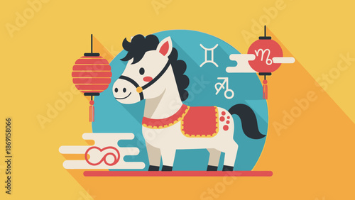 Cute Horse Zodiac Sign Illustration - Chinese Astrology