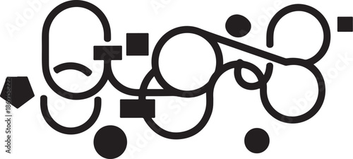 Geometric shapes abstract art black and white