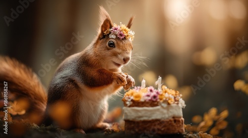 Squirrel celebrates birthday