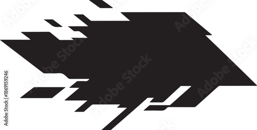 Black abstract shape on white background graphic design