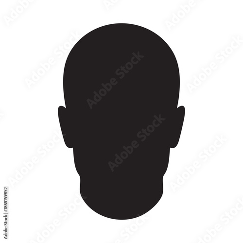 Frontal silhouette of a human head and face representing an anonymous person or user avatar