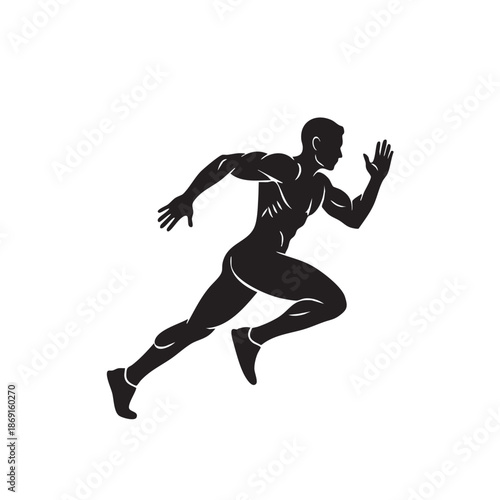 Dynamic Sprinter Running Silhouette - Powerful Athletic Motion and Competitive Racing Illustration