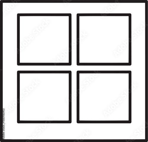 Minimalist four pane window icon outline vector. house home architecture element graphic