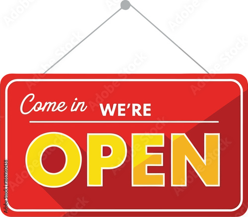 We're open sign vector illustration. business, shop, store welcome. come in symbol.