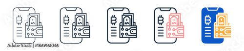Digital Wallet different style icons set vector illustration. 