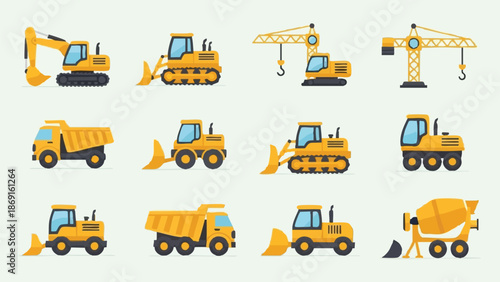 Construction Equipment Icons Set.