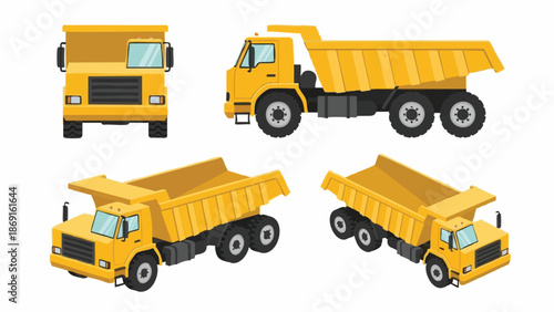 Yellow Dump Trucks Set Construction Vehicles.