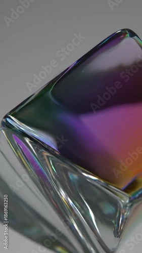 Abstract geometric form with iridescent light refractions