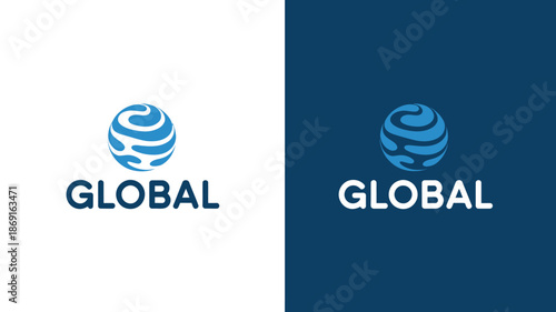 Modern Global Logo Design with Abstract Globe Symbol for International Business
