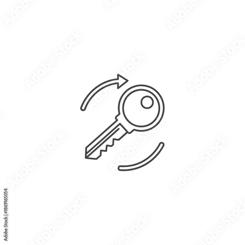 Close-up of a Key with Circular Motion Illustration for Security and Access Concepts