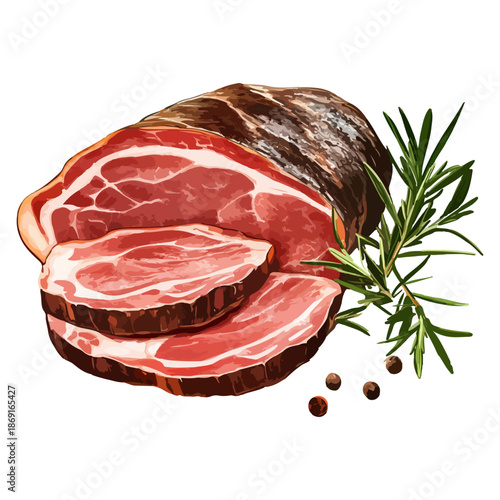 iberian ham, food, spain, seville spring festival, celebration, vector, transparent background, meat, raw, pork, cut, appetizer, fresh, ham
