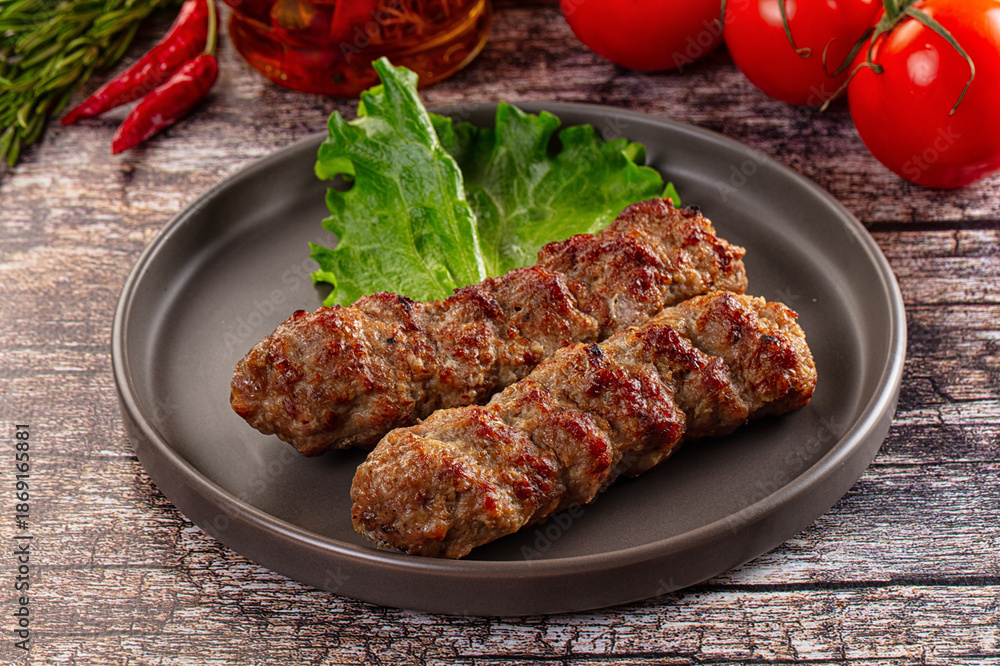 Fototapeta premium Grilled beef kebab minced meat