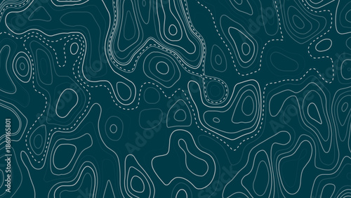 Abstract Geometric Vector Illustration of Wavy Black and White Contour Line Topographic Design. 