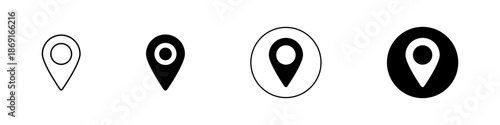 Versatile set of four distinct location pin icons for map interfaces and navigation apps