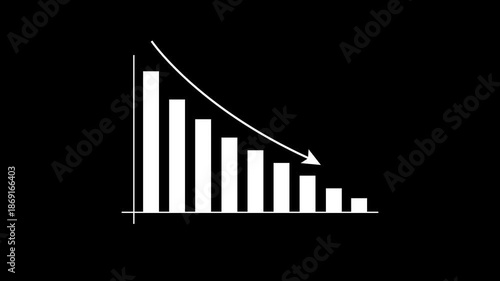 Graph Going down animation. Financial business Loss down graph chart. business loss concept. 4k video.
