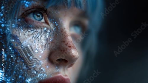 Woman futuristic face art