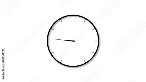 Round clock, beautiful wall clock animation on White background. 4k video.