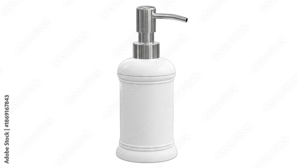Fototapeta premium White Soap Dispenser with Chrome Pump