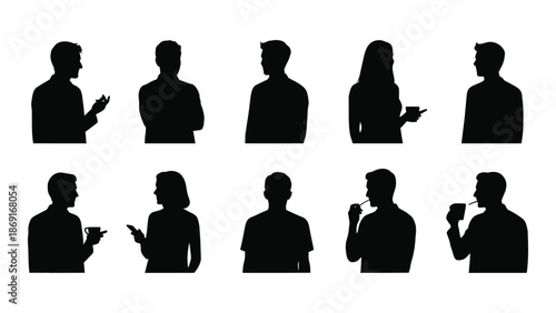 Silhouettes of diverse people in various poses and interactions