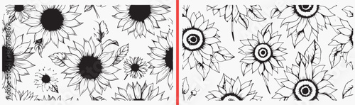 sunflower line art, hand drawn sunflower illustration, floral outline drawing, botanical flower sketch, nature line art design, sunflower vector art, floral illustration pack, flower clipart collectio