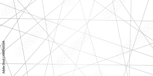Minimal abstract white background featuring thin gray intersecting lines arranged in a random crisscross geometric grid, creating a modern chaotic stripe texture and clean tech vector layout