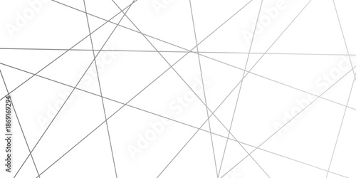 Abstract white background with thin geometric gray lines crossing randomly to create a chaotic linear pattern, minimalist striped texture, and modern clean tech vector aesthetic